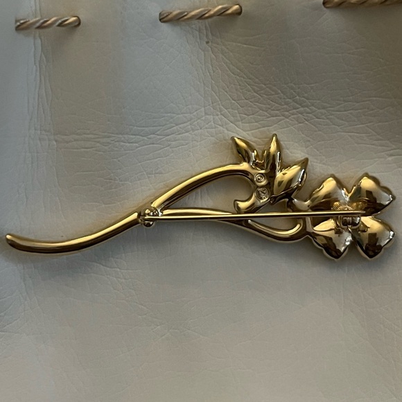 Vintage Swarovski heart shaped floral crystal golden brooch w/stem ππππ - Picture 5 of 9